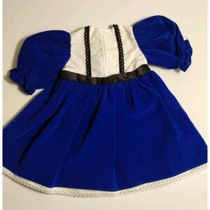 Vintage Dark Blue Velvet Doll Dress 13" Long - with Purse - Doll Essentials